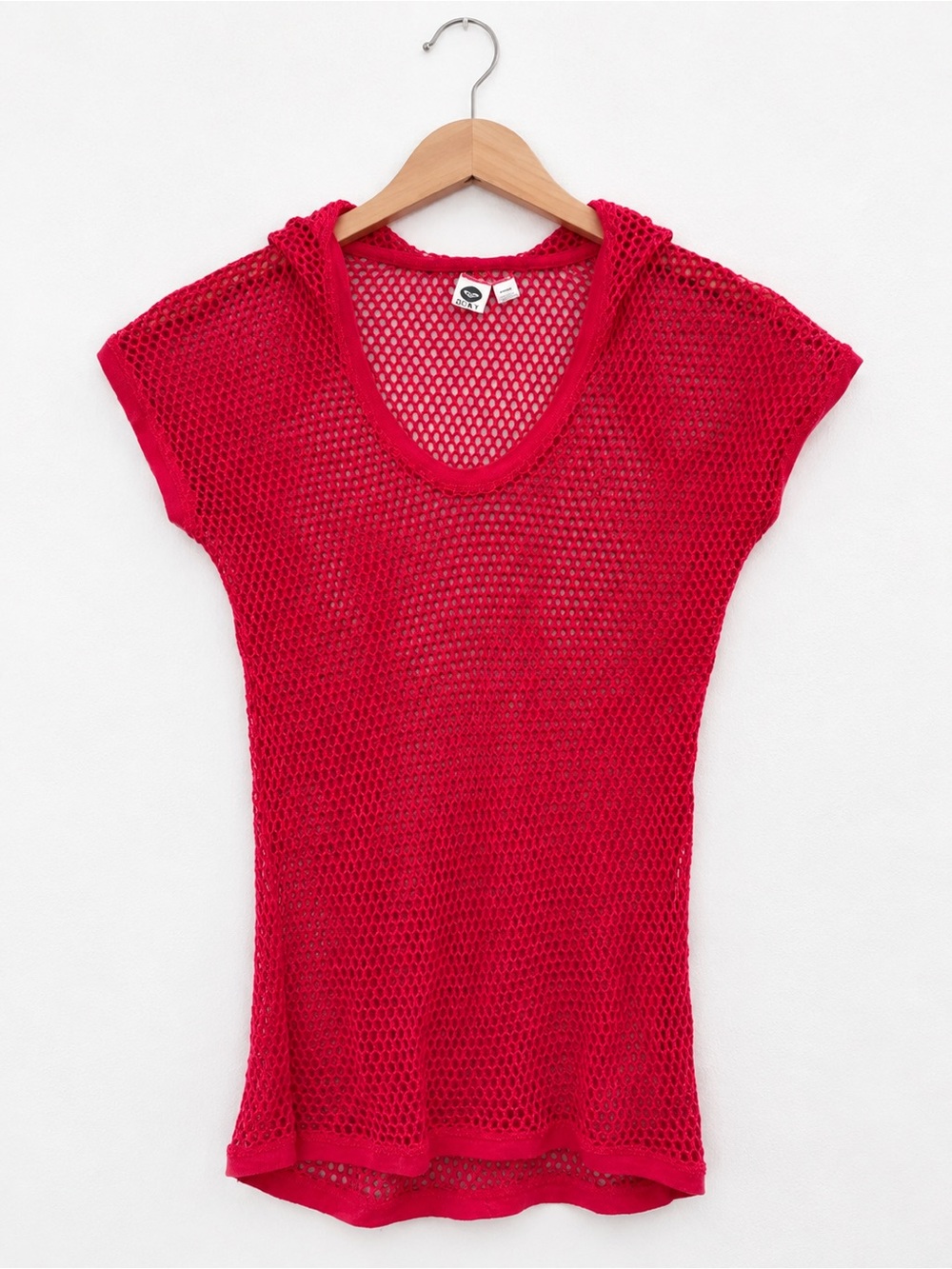 Like New Roxy Red Open-Knit Hooded Swim Cover-Up